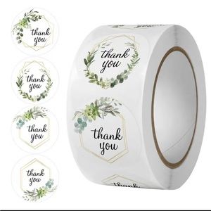 500pcs, Round Floral Thank You Stickers